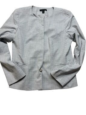Ann Taylor Glen Plaid Suit Set 6 Collarless Blazer Pencil Skirt Career